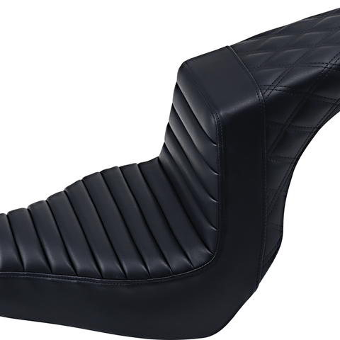 SADDLEMEN Step Up Seat - Tuck and Roll/Lattice Stitched - Black Step Up Seat — Rear Lattice Stitch/Tuck and Roll - Team Dream Rides