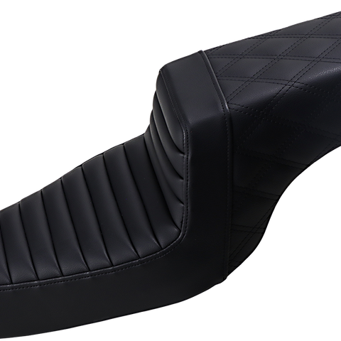 SADDLEMEN Step Up Seat - Tuck and Roll/Lattice Stitched - Black Step Up Seat — Rear Lattice Stitch/Tuck and Roll - Team Dream Rides
