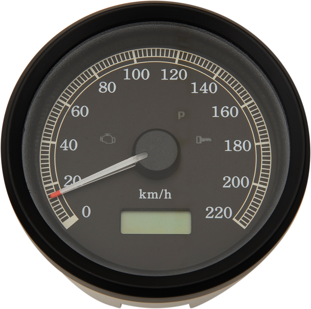 DRAG SPECIALTIES 3-3/8" KM/H Universal Programmable Electronic Speedometer - Black Bezel - Black Face 3-3/8" Programmable Electronic Speedometer - Team Dream Rides