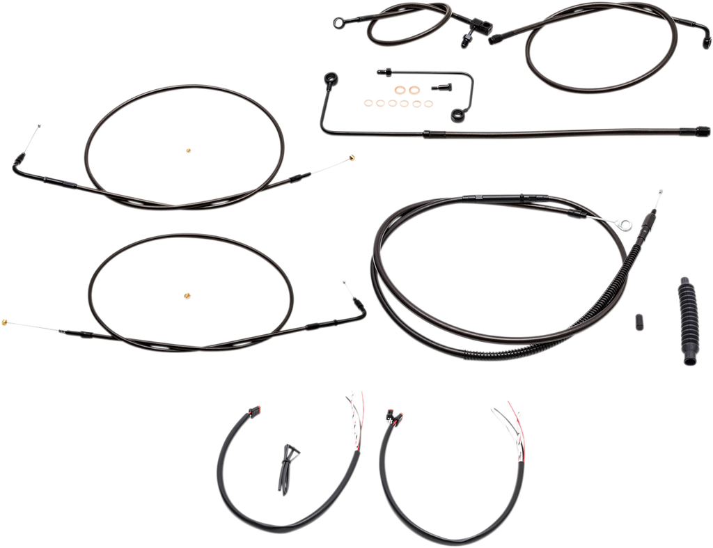 LA CHOPPERS Midnight Cable Kit for 12" - 14" Ape Hanger Handlebars Midnight Braided Handlebar Cable/Brake Line Kit — Ape Hanger - Team Dream Rides