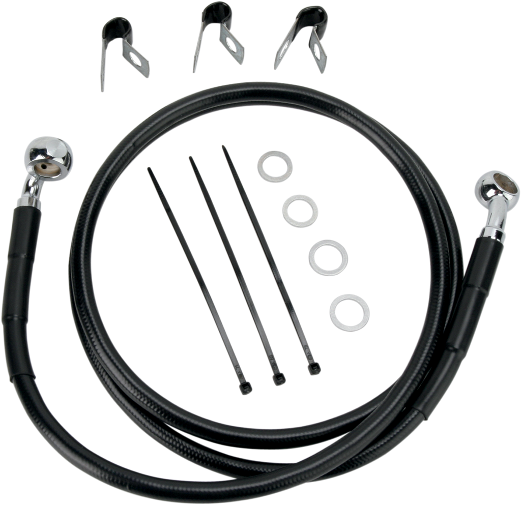 DRAG SPECIALTIES Brake Line - Front - Black - +4" - '00-'07 FLST Extended Length Black Vinyl Brake Line Kit - Team Dream Rides