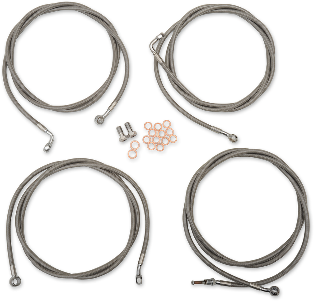 LA CHOPPERS Mini Cable Kit for '17 - '19 FL Standard Stainless Braided Handlebar Cable/Brake Line Kit - Team Dream Rides