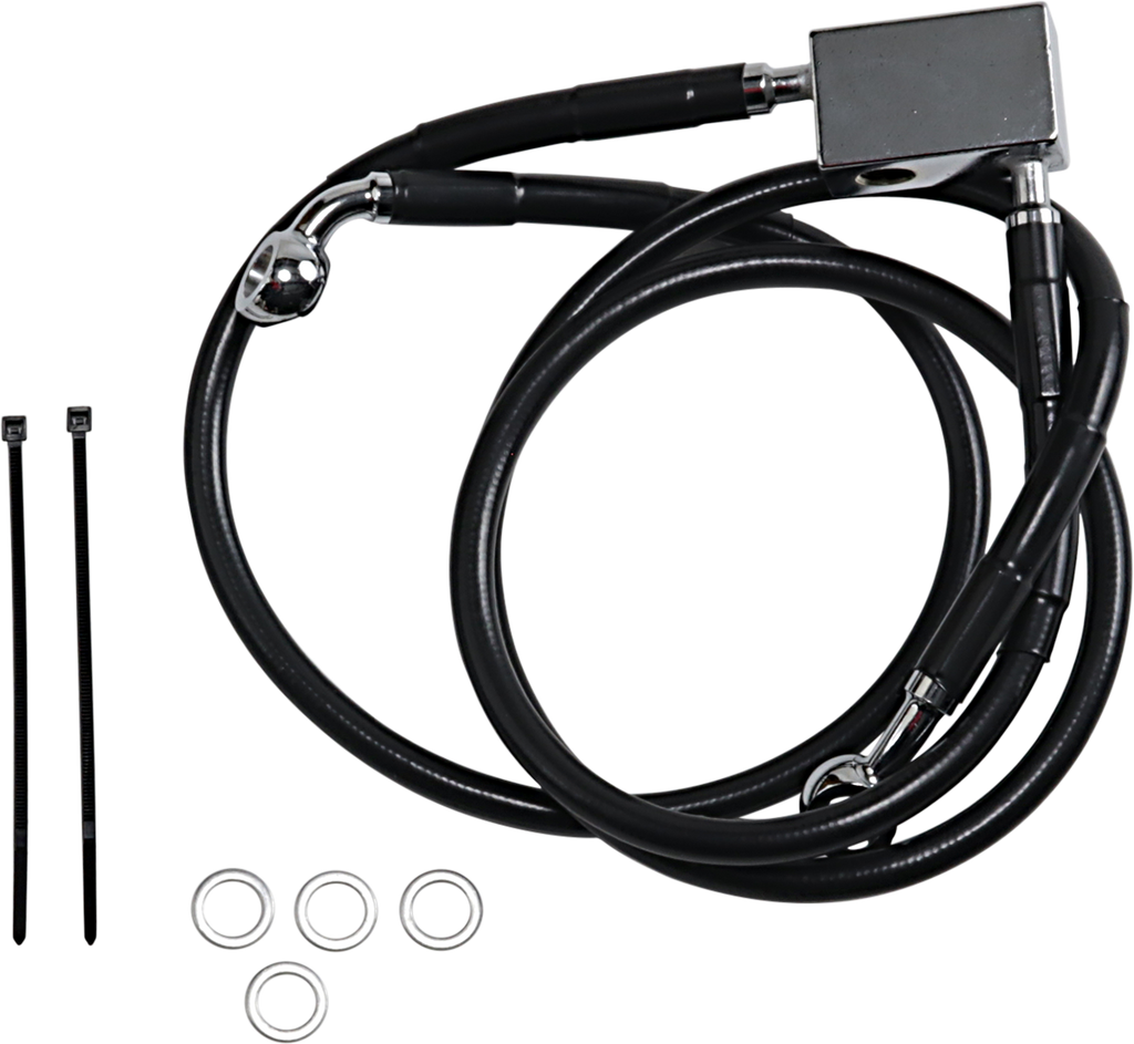 DRAG SPECIALTIES Brake Line - Rear - Black - +3" - Softail '00-'03 Extended Length Black Vinyl Brake Line Kit - Team Dream Rides