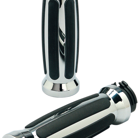 PRO-ONE PERF.MFG. Chrome Straight Rubber Grips for TBW Custom Straight Rubber Grips - Team Dream Rides
