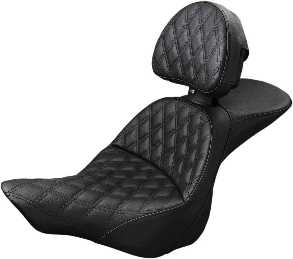 SADDLEMEN Explorer Seat - Lattice Stitched - Backrest - FXSB Explorer LS  Seat - Team Dream Rides