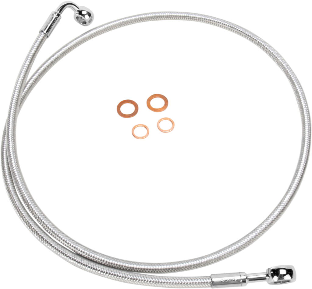 MAGNUM Polished Stainless Brake Line -  50" - 180/90° E-Z Align DOT Braided Single Disc Front Brake Line - Team Dream Rides