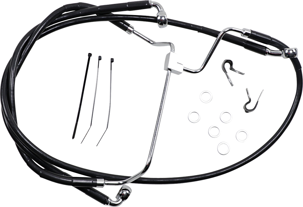 DRAG SPECIALTIES Brake Line - Front - Black - +10" Extended Length Black Vinyl Brake Line Kit - Team Dream Rides