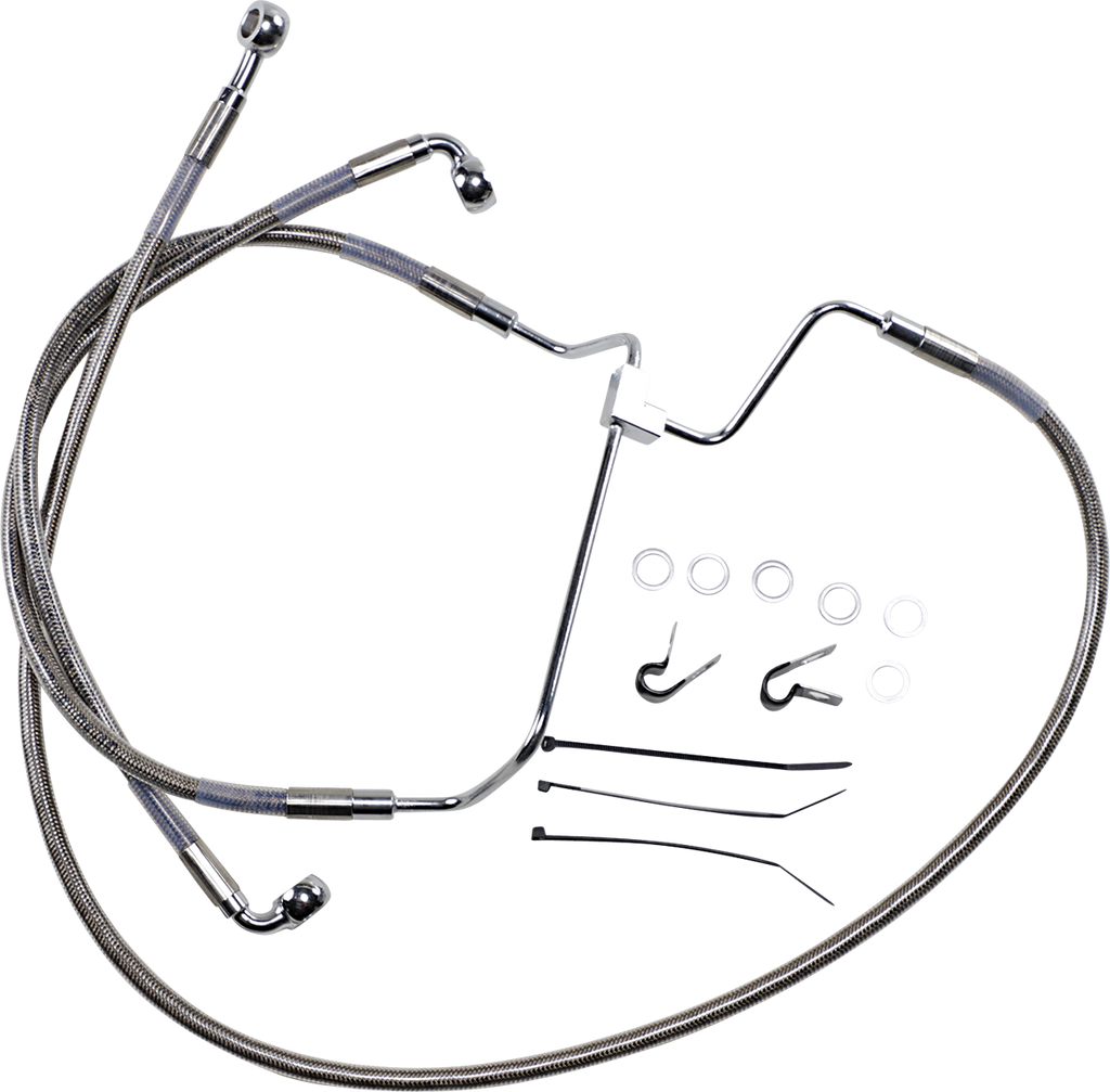 DRAG SPECIALTIES Brake Line - +8" - Stainless Steel Extended Length Stainless Steel Brake Line Kit - Team Dream Rides