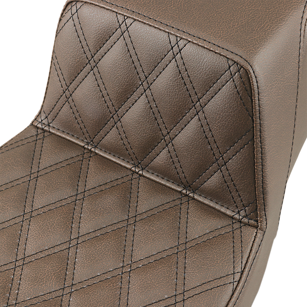 SADDLEMEN Step Up Seat - Driver Lattice Stitched - Brown Step Up Seat — Front Lattice Stitch - Team Dream Rides