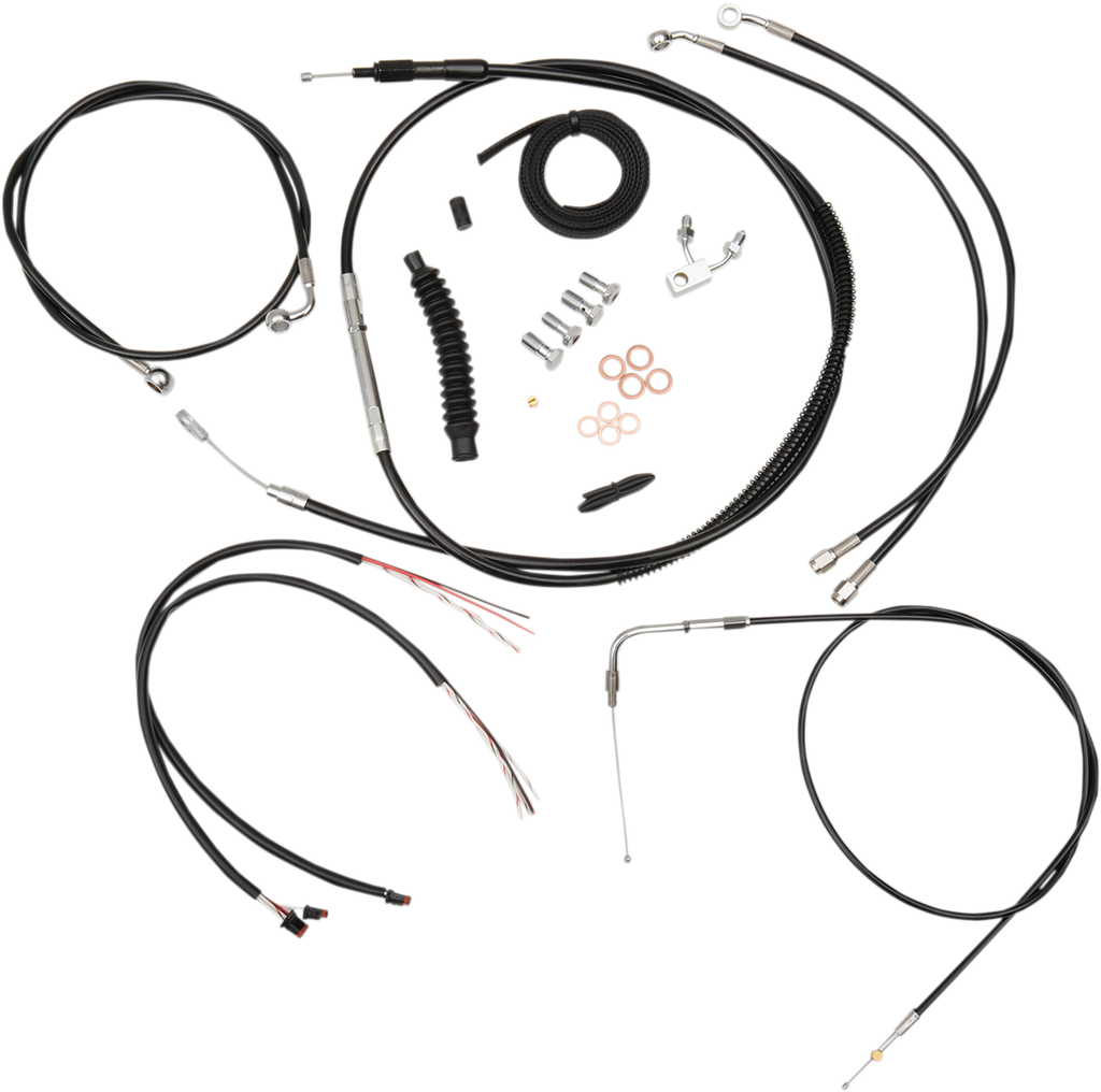 LA CHOPPERS Black 12" - 14" Cable Kit for '15 FXSB w/ ABS Complete Stainless Braided Handlebar Cable/Brake Line Kit - Team Dream Rides