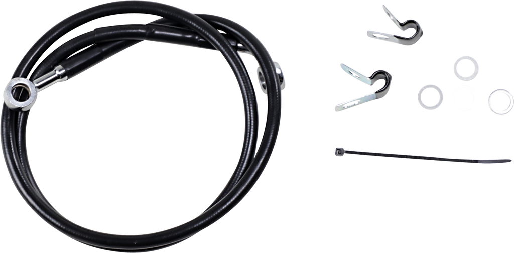 DRAG SPECIALTIES Brake Line - Front - XL883 '04-'10 - Black Stainless Steel Brake Line Kit - Team Dream Rides