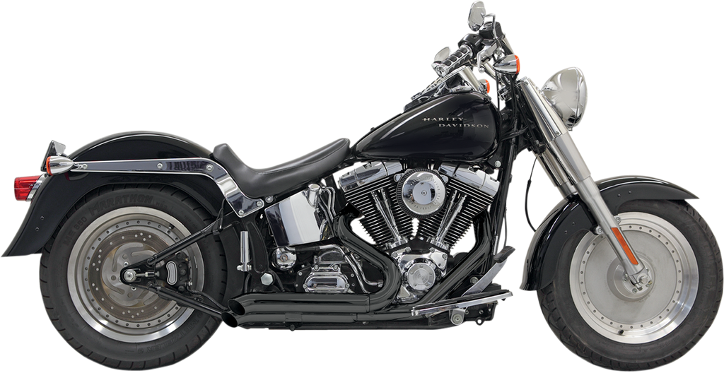 BASSANI XHAUST Pro Street Exhaust - Black - Turn Out - '86-'17 Softail Pro-Street Exhaust System - Team Dream Rides