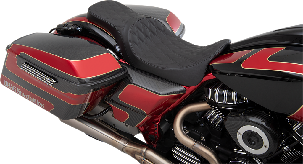 DRAG SPECIALTIES SEATS Predator 2-Up Seat - Double DIamond - Solar Leather Predator 2-Up Seat - Team Dream Rides