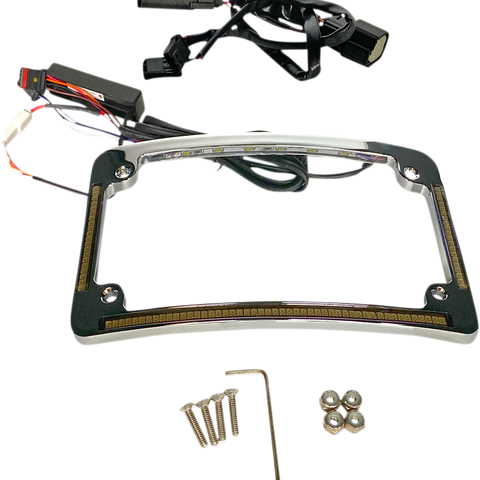 CUSTOM DYNAMICS All in One License Plate Frame - Chrome Plug & Play Run/Brake/Turn LED Radius License Plate Frame - Team Dream Rides