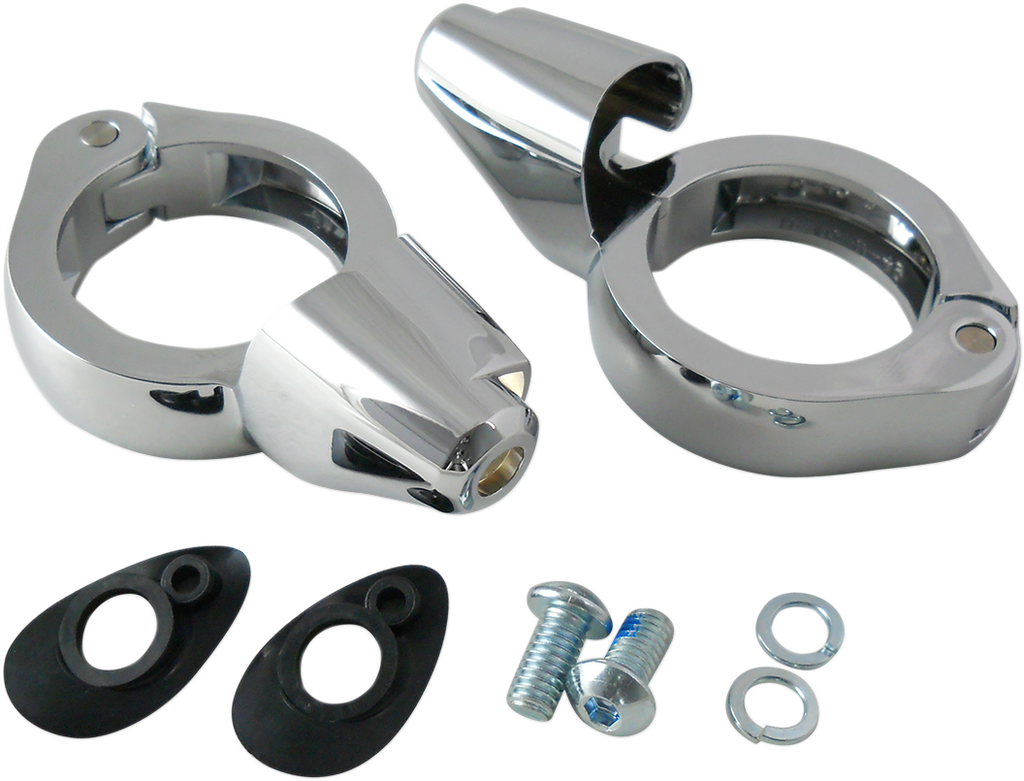 DRAG SPECIALTIES Turn Signal Mount - 49mm - Chrome Turn Signal Fork Clamps - Team Dream Rides