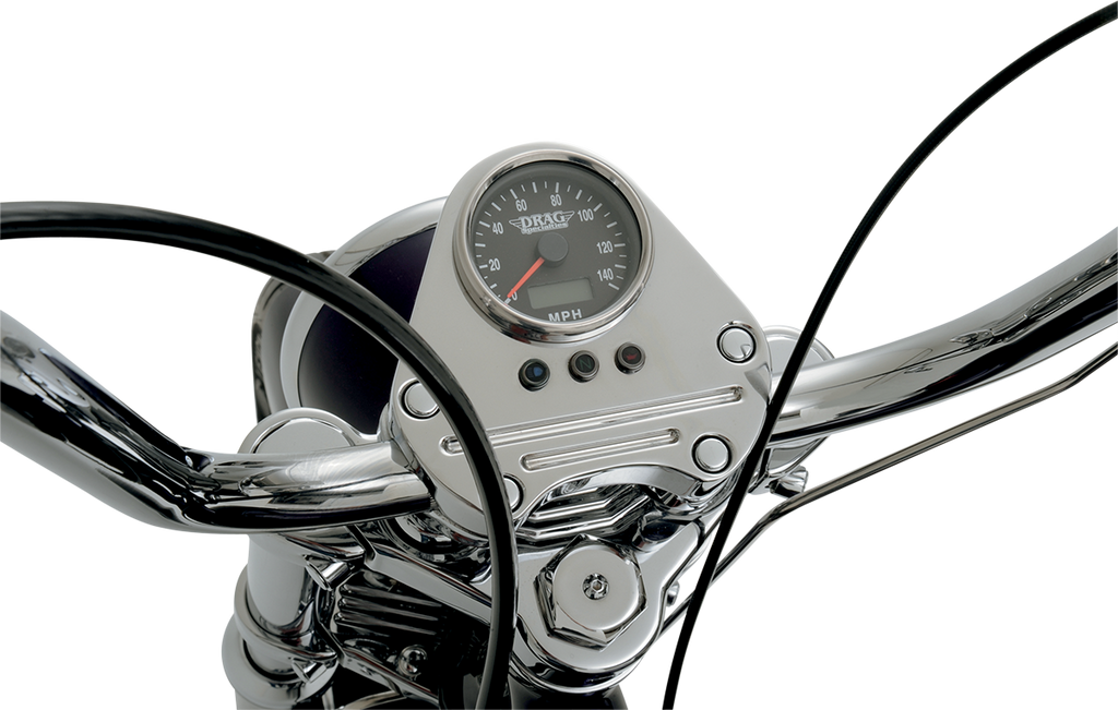 DRAG SPECIALTIES 2.4" MPH Programmable Mini Electronic Speedometer with Odometer/Tripmeter - Polished - Black Face Programmable Mini Electronic Speedometer with Odometer/Tripmeter - Team Dream Rides