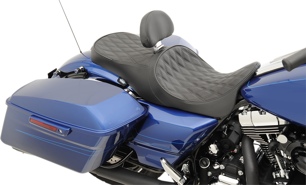DRAG SPECIALTIES SEATS Low Forward Touring Seat - Diamond Forward Positioned 2-Up Low Profile Touring Leather Seat - Team Dream Rides