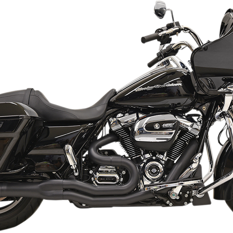 BASSANI XHAUST 2:1 Exhaust - Black - Round - '17+ FL Road Rage 2:1 B4 Exhaust System - Team Dream Rides