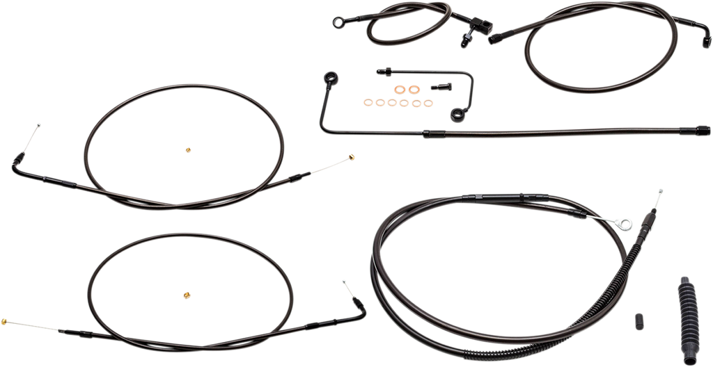 LA CHOPPERS Standard Midnight Braided Handlebar Cable/Brake Line Kit for 15" - 17" Ape Hanger Handlebars Standard Midnight Braided Handlebar Cable/Brake Line Kit — Ape Hanger - Team Dream Rides