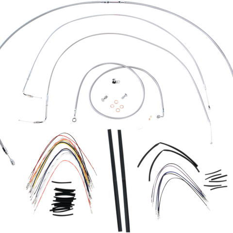 BURLY BRAND Complete Stainless Braided Handlebar Cable/Brake Line Kit For 18