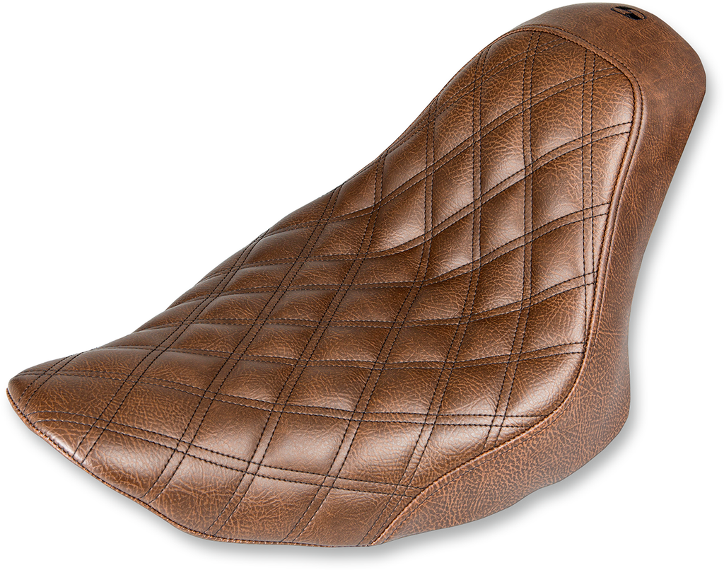 SADDLEMEN Renegade Seat - Lattice Stitched - Brown - FXST Renegade LS Solo Seat - Team Dream Rides