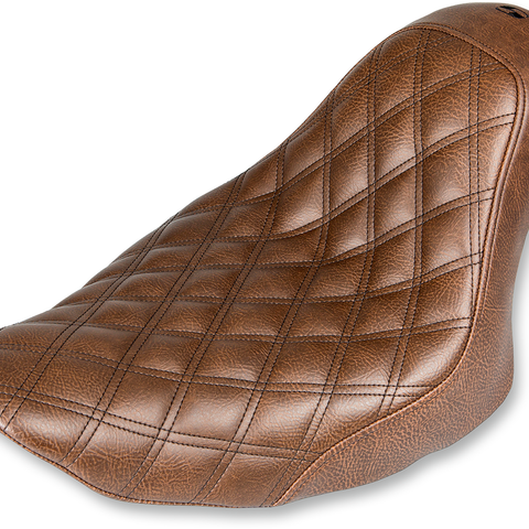 SADDLEMEN Renegade Seat - Lattice Stitched - Brown - FXST Renegade LS Solo Seat - Team Dream Rides