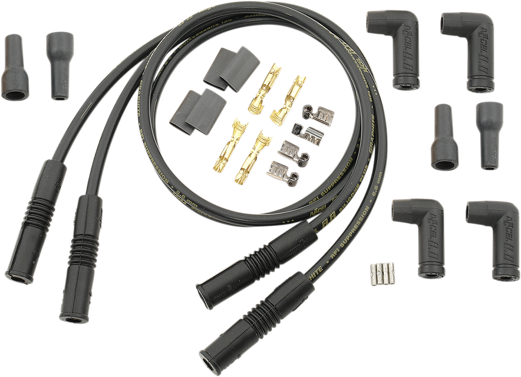 ACCEL 8.8 mm Universal Spark Plug Wires (4) - Variangle - Black Universal 8.8 mm Plug Wire Kit - Team Dream Rides
