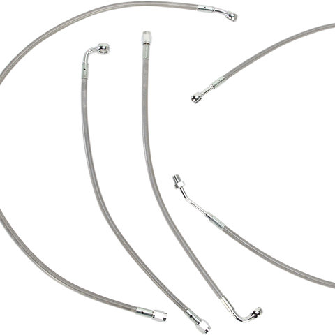 BURLY BRAND Complete Stainless Braided Handlebar Cable/Brake Line Kit For 15