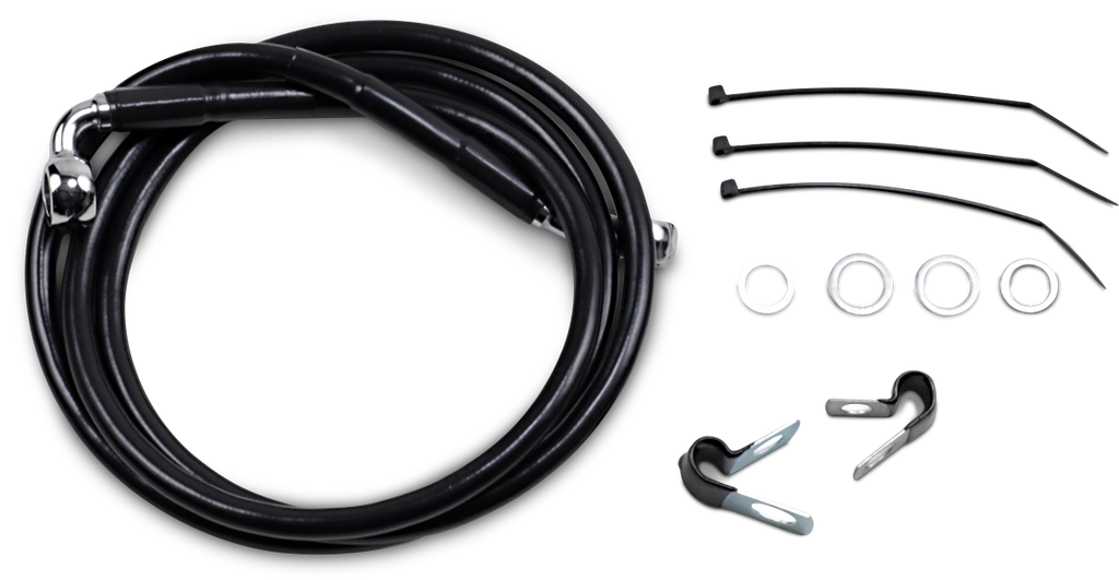 DRAG SPECIALTIES Brake Line - Front - Black - +10" - FXD '00-'05 Extended Length Black Vinyl Brake Line Kit - Team Dream Rides