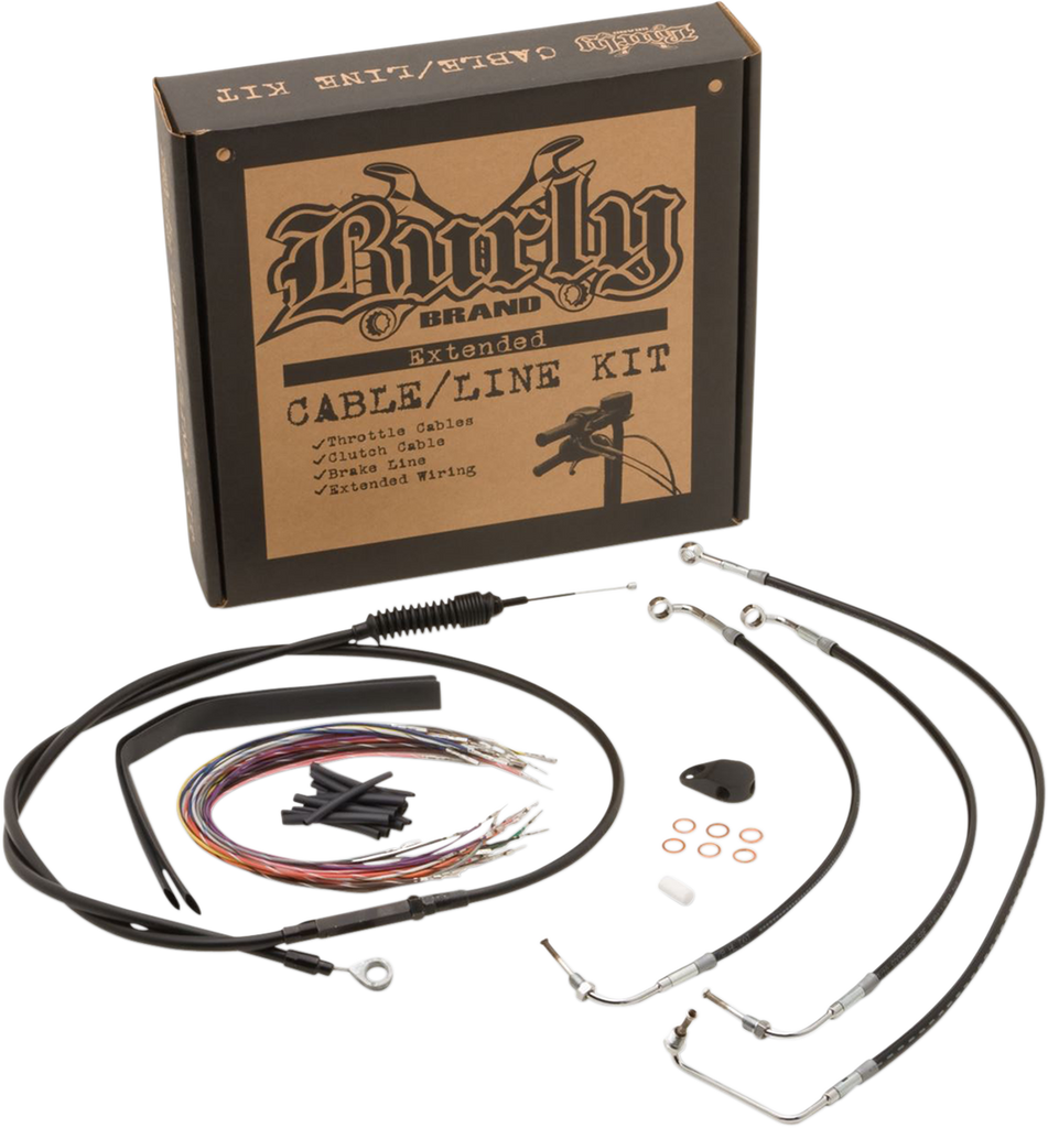 BURLY BRAND Control Kit for 13" Ape Hanger Handlebars Complete Black Vinyl Handlebar Cable/Brake Line Kit for Ape Hanger Handlebars - Team Dream Rides