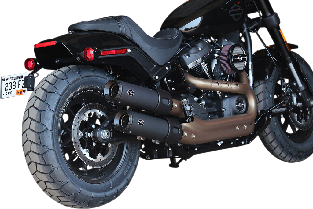 S&S CYCLE Ceramic Black Grand National Mufflers for Fat Bob Grand National Slip-On Mufflers - Team Dream Rides