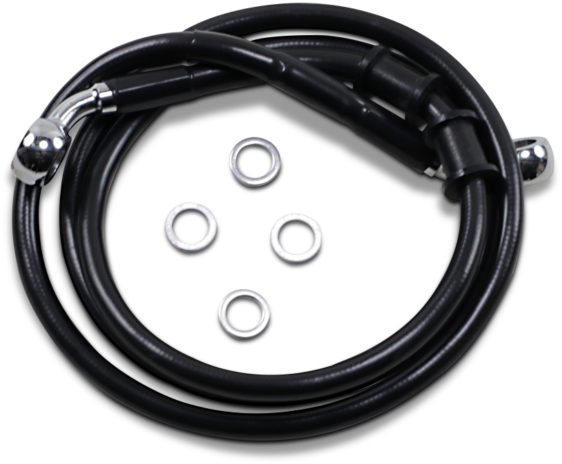 DRAG SPECIALTIES Brake Line - Front - +8" - Black - XL Extended Length Brake Line - Team Dream Rides