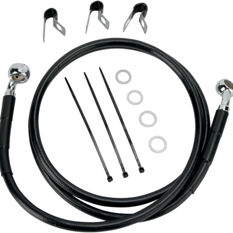 DRAG SPECIALTIES Brake Line - Front - Black - +4
