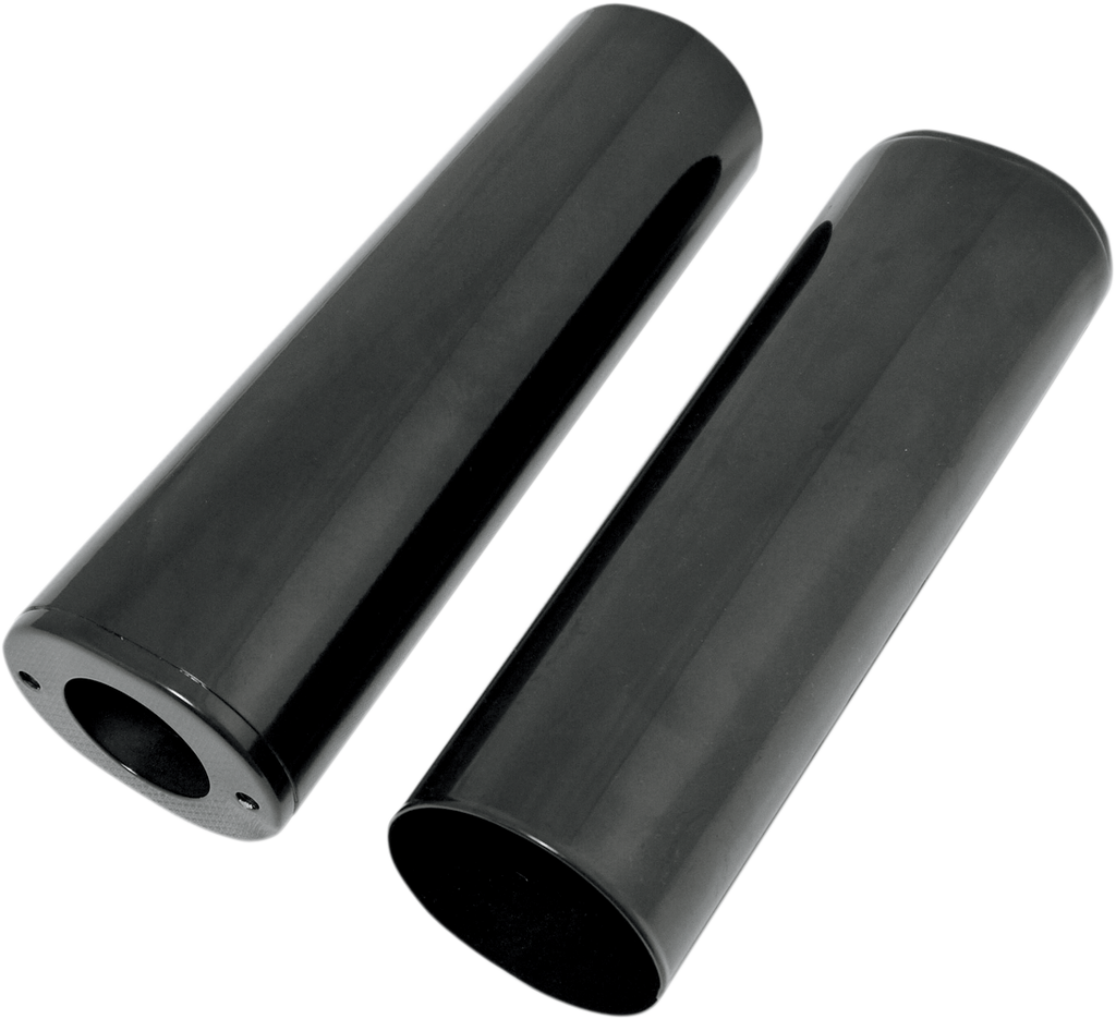 DRAG SPECIALTIES Fork Slider Covers - Gloss Black - Smooth - Extended +4" (10.5") Fork Slider Covers — Smooth - Team Dream Rides