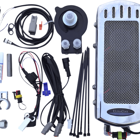 ULTRACOOL Oil Cooler Kit - Chrome - Side Mount - Softail 18+ 3.0 Side Mount Oil Cooler with Fan Kit for Softail Milwaukee 8 - Team Dream Rides