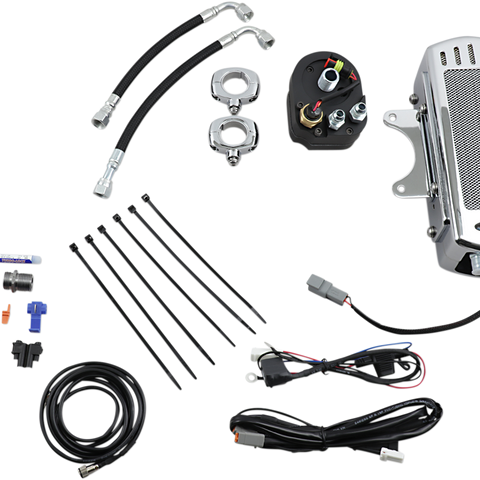 ULTRACOOL Oil Cooler Kit - Chrome - Side Mount - Softail 3.0 Side Mount Oil Cooler with Fan Kit for Softail - Team Dream Rides