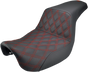 SADDLEMEN Step Up Seat - Lattice Stitched - Red Stitched - Dyna Step Up Seat — Lattice Stitched - Team Dream Rides