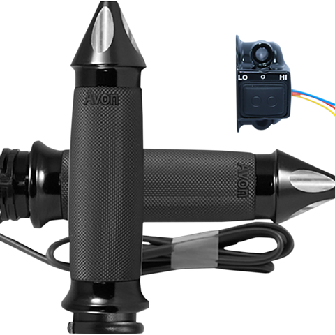 AVON GRIPS Black Heated Custom Contour Spike Grips for Cable Heated Grips - Team Dream Rides