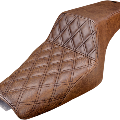 SADDLEMEN Step Up Seat - Lattice Stitched - Brown - XL  with 3.3 Gallon Tanks Step Up Seat — Lattice Stitched - Team Dream Rides