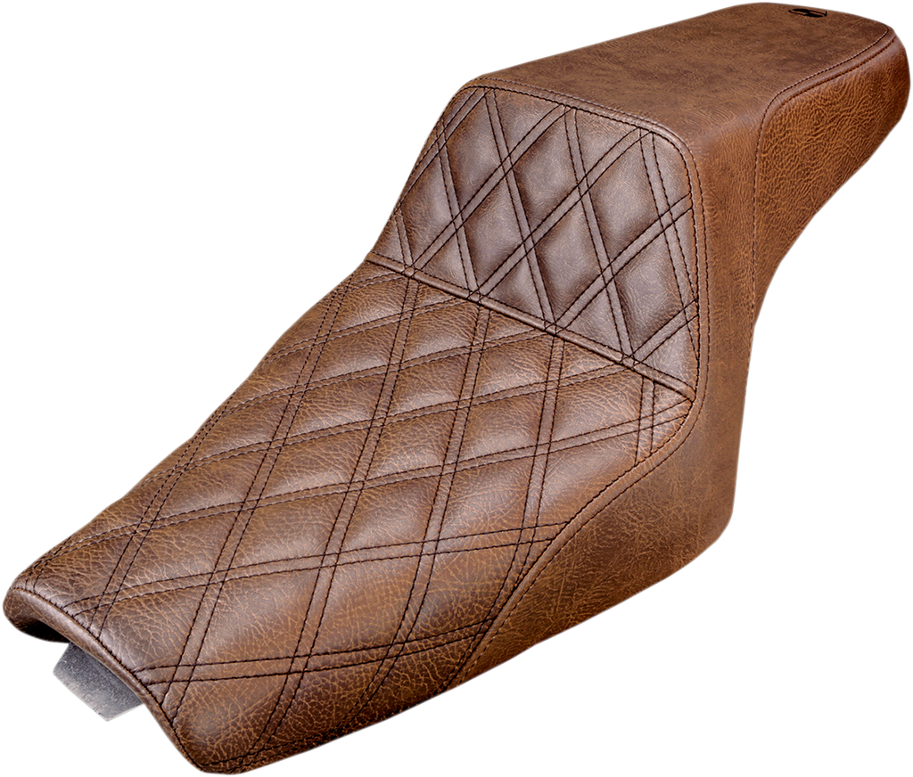 SADDLEMEN Step Up Seat - Lattice Stitched - Brown - XL  with 3.3 Gallon Tanks Step Up Seat — Lattice Stitched - Team Dream Rides