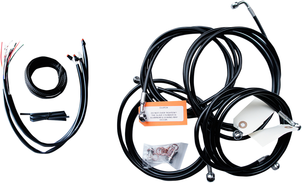 LA CHOPPERS Complete Black Vinyl Braided Handlebar Cable/Brake Line Kit for 18" - 20" Ape Hanger Handlebars Complete Black Vinyl Braided Handlebar Cable/Brake Line Kit - Team Dream Rides