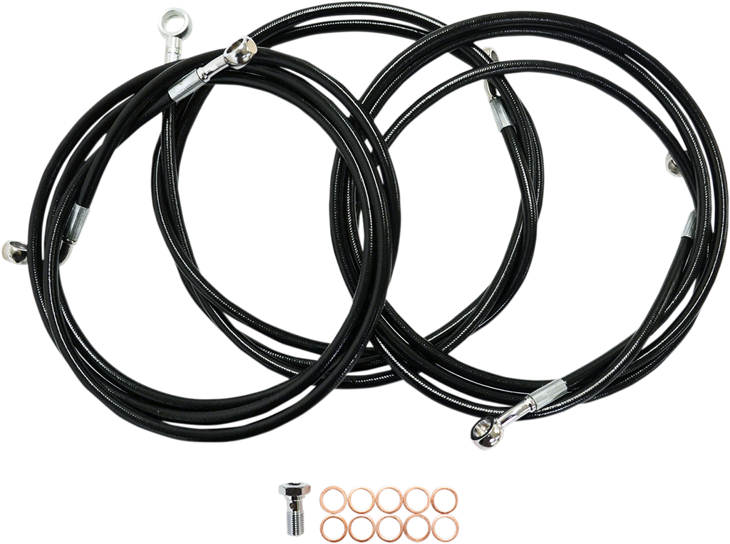 LA CHOPPERS Brake Line - 12"-14" - Black - ABS Black Braided Brake Line Kit - Team Dream Rides