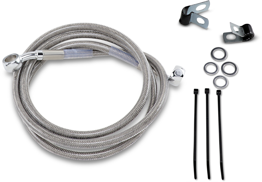 DRAG SPECIALTIES Brake Line - Front - +4" - Stainless Steel Extended Length Stainless Steel Brake Line Kit - Team Dream Rides