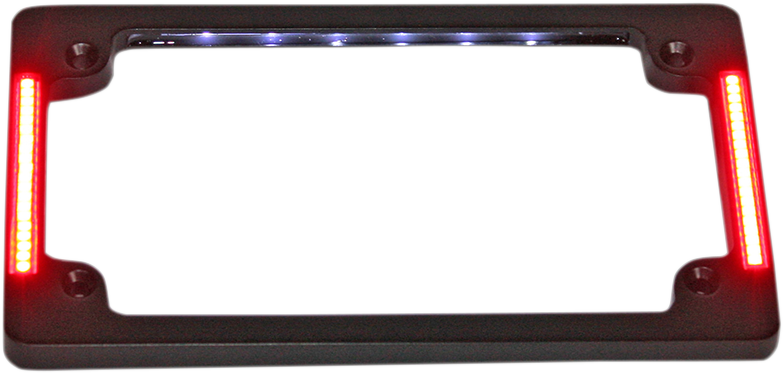 CUSTOM DYNAMICS License Plate Frame with LED - Flat - Black Tri-Horizontal Motorcycle Plate Frame with Flush-Mount LEDs and LED Plate Illumination - Team Dream Rides