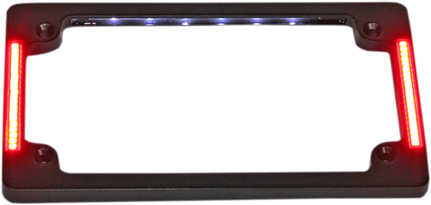 CUSTOM DYNAMICS License Plate Frame with LED - Flat - Black Tri-Horizontal Motorcycle Plate Frame with Flush-Mount LEDs and LED Plate Illumination - Team Dream Rides