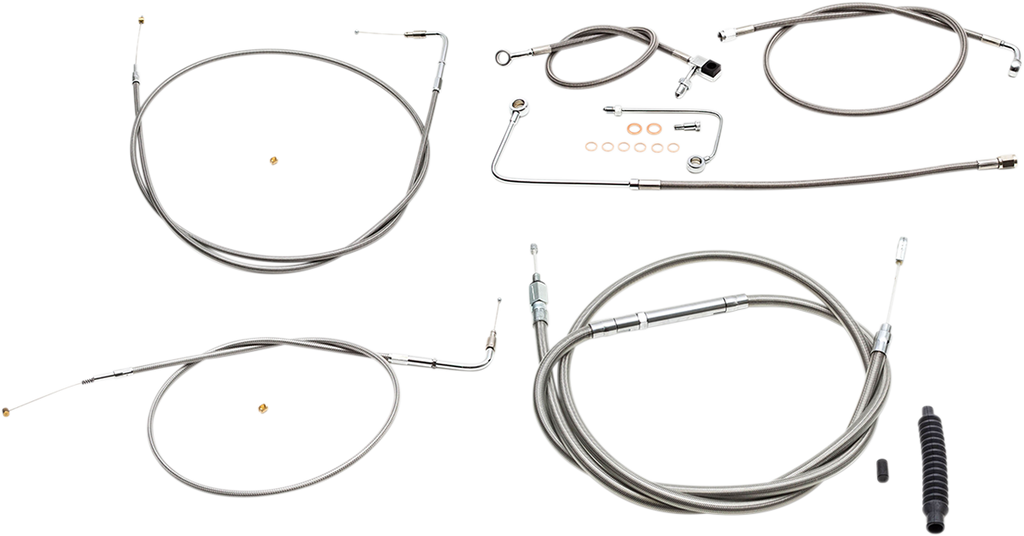 LA CHOPPERS Standard Stainless Braided Handlebar Cable/Brake Line Kit For 18" - 20" Ape Hanger Handlebars Standard Stainless Braided Handlebar Cable/Brake Line Kit - Team Dream Rides