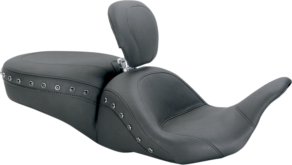 MUSTANG Lowdown Seat with Driver Backrest - Black Studded Lowdown™ 2-Up Seat - Team Dream Rides