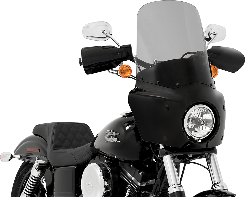 MEMPHIS SHADES HD Roadwarrior Cafe Shield - Black Smoke - 17" Road Warrior Windshield — Without Vent - Team Dream Rides