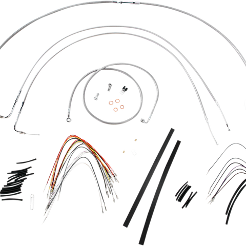 BURLY BRAND Complete Stainless Braided Handlebar Cable/Brake Line Kit For 16