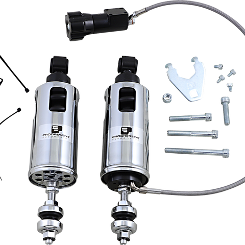 PROGRESSIVE SUSPENSION 422 Series Shocks with Rap - Chrome - Standard 422 Series Shocks with Remote Adjustable Preload - Team Dream Rides